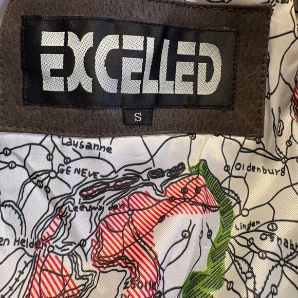 Vintage 80s Excelled Leather Bomber Jacket Patched Top Gun Flight A-2 Map Lining - Picture 4 of 12